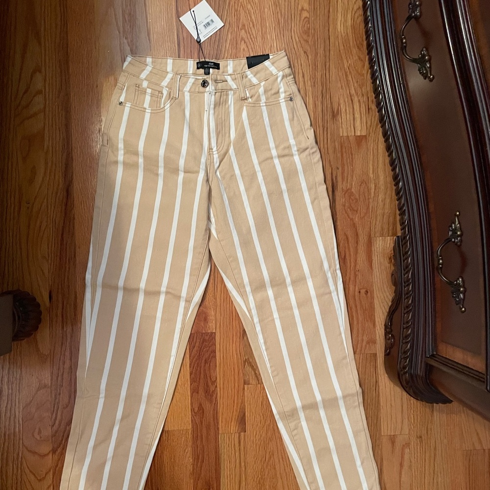 Pinstripe mom fit jeans